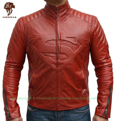 Men's Superman "S" Logo Sheepskin Biker Jacket | Premium Leather | Red & Black Options