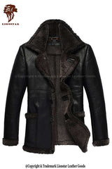 Men's Ranger Leather Trench Coat with Fur Collar | Premium Cowhide | Full Length | Winter