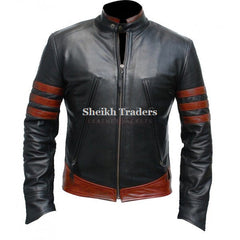 Men's Wolverine X-Men Sheepskin Leather Jacket | Premium Biker Style | 3 Stripe Colors