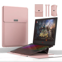 4 in 1 Universal Waterproof PU Leather Laptop Liner Bag with Handle & Stand & Pen Holder + 2 Winders + Mouse Bag + Charger Bag Set for 13 / 14 inch Laptops, 13 / 14 inch