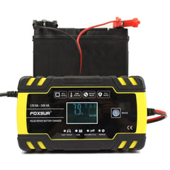 FOXSUR 12V-24V Car Motorcycle Truck Repair Battery Charger AGM Charger, EU Plug, UK Plug, US Plug, EU Plug