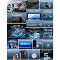 Blackview ROCK 1 Rugged Phone, 8GB+256GB, 6.56 inch Android 16 MT6769V/CB Helio G81 Octa Core, Network: 4G, OTG, NFC, ROCK 1 8GB+256GB