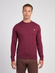 Mens Cotton Crewneck in Grape Wine
