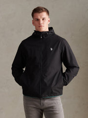 Mens Hooded Windbreaker Black Bright White DHM