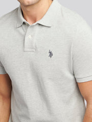 Mens Double Horsemen Polo Shirt Mid Grey Marl