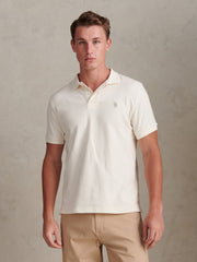 Mens Texture Terry Polo Shirt Whisper White