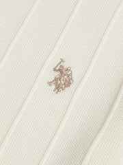 Mens Zip Knit Polo Shirt Whisper White