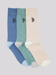 Mens Three Pack Smart Socks in French Oak
