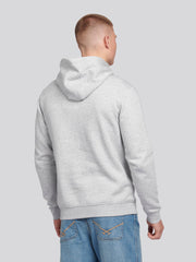 Mens Double Horsemen Hoodie in Mid Grey Marl