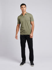 Mens Combed Cotton Revere Polo Shirt in Mulled Basil/Multi coloured DHM