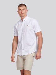 Mens Short Sleeve Oxford Shirt Bright White