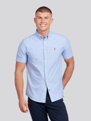 Mens Short Sleeve Oxford Shirt Blue Yonder