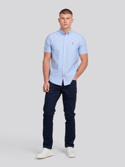 Mens Short Sleeve Oxford Shirt Blue Yonder