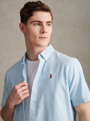 Mens Short Sleeve Oxford Shirt Ice Blue
