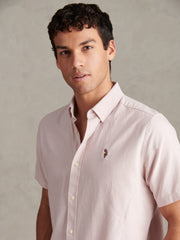 Mens Short Sleeve Oxford Shirt Sepia Rose