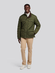 Mens Diamond Quilted Funnel Jacket in Forest Night