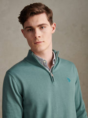 Mens Cotton Quarter Zip Funnel Jumper Arctic