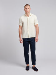 Mens Textured Waffle Short Sleeve Shirt in Bright White