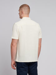 Mens Textured Waffle Short Sleeve Shirt in Bright White