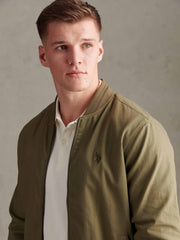 Mens Linen Blend Classic Bomber Deep Lichen Green