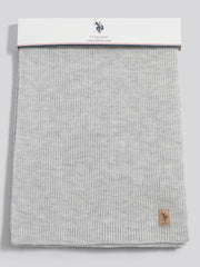 Mens Rib Knit Scarf in Mid Grey Marl