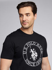 Mens Circle Print T-Shirt in Dark Sapphire Navy