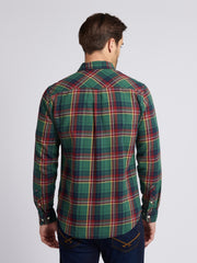 Mens Pocketed Checked Buttondown Shirt in Pineneedle