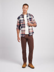 Mens Dual Pocket Checked Shirt in Dark Sapphire Navy
