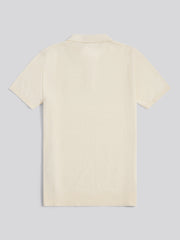 Mens Herringbone Texture Knit Polo Shirt Whisper White