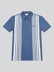 Mens Vertical Stripe Polo Shirt in Vintage Indigo