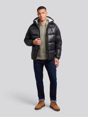 Mens High Shine Heavyweight Quilted Jacket in Black