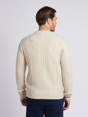 Mens Aran Knit Crew in Birch Marl