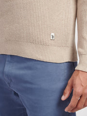 Mens Half Cardigan Stitch Knit Funnel in Atmosphere Marl