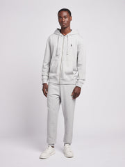 Mens Double Horsemen Loopback Zip Hoodie Mid Grey Marl