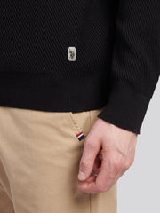 Mens Twill Texture Knit Funnel in Black