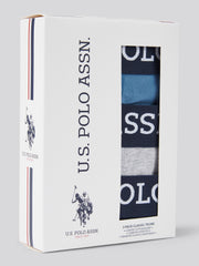 Mens 3 Pack Multi Boxer Shorts in Blue Horizon