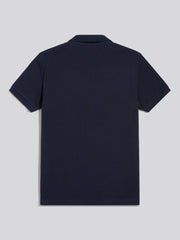 Mens Popcorn Texture Zip Polo Shirt Dark Sapphire Navy