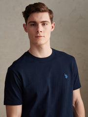 Mens Enlarged Square Texture T-Shirt Dark Sapphire Navy