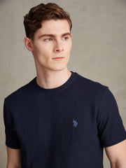 Mens Rib Texture T-Shirt Dark Sapphire Navy