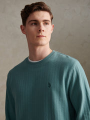 Mens Vertical Texture Double Horsemen Sweatshirt Arctic