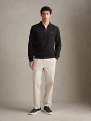 Mens Loopback Zip Polo Sweatshirt Black