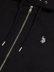 Mens Double Horsemen Interlock Zip Hoodie Black Bright White DHM