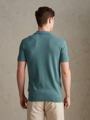 Mens Tonal Vertical Stripe Knit Polo Shirt Arctic