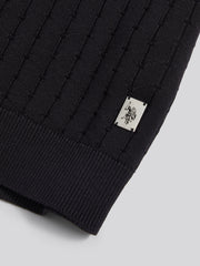 Mens Zip Knit Short Sleeve Polo Shirt Black