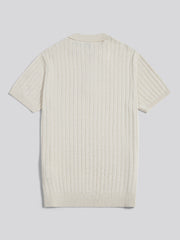 Mens Zip Knit Short Sleeve Polo Shirt Birch Marl