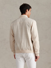 Mens Linen Blend Harrington Jacket Beige