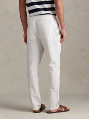 Mens Linen Blend Drawstring Trousers Bright White