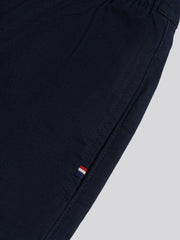 Mens Linen Blend Drawstring Trousers Dark Sapphire Navy / Haute Red DHM