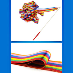 5 PCS 4m Colorful Children Toy Dancing Practices Dance Ribbons with Sticks, Random Pattern Delivery, Dance Ribbons