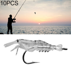 10 PCS 4cm Fishing Soft Artificial Shrimp Bait Lures Popper Poper Baits with Hook, Transparent Shrimp with Hook, Artificial Shrimp with Hook, Luminous Shrimp with Hook, Pink Shrimp with Hook, Green Shrimp with Hook